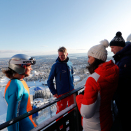 I hopptårnet fortalte tidligere verdensmester Rune Velta og skihopper Anniken Mork gjestene om hva som skal til for å hoppe godt på ski - og hvordan de overvinner frykten ... Foto: Cornelius Poppe / NTB scanpix